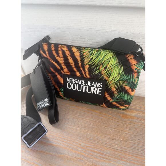 Versace Jeans Couture Crossbody Bag Womens Small Multicolor Tiger Nylon Quilted - Picture 2 of 9